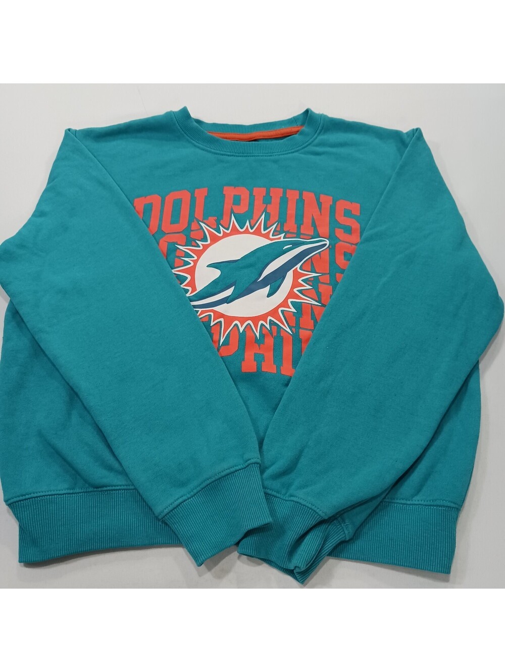 NFL Team Apparel RN#126673 Miami Dolphins Men Green/Orange Pullover Sweatshirt S